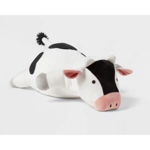 Pillowfort Weighted Cow Plush Black White Pink NWT 3lb Sensory Stuffed Pig